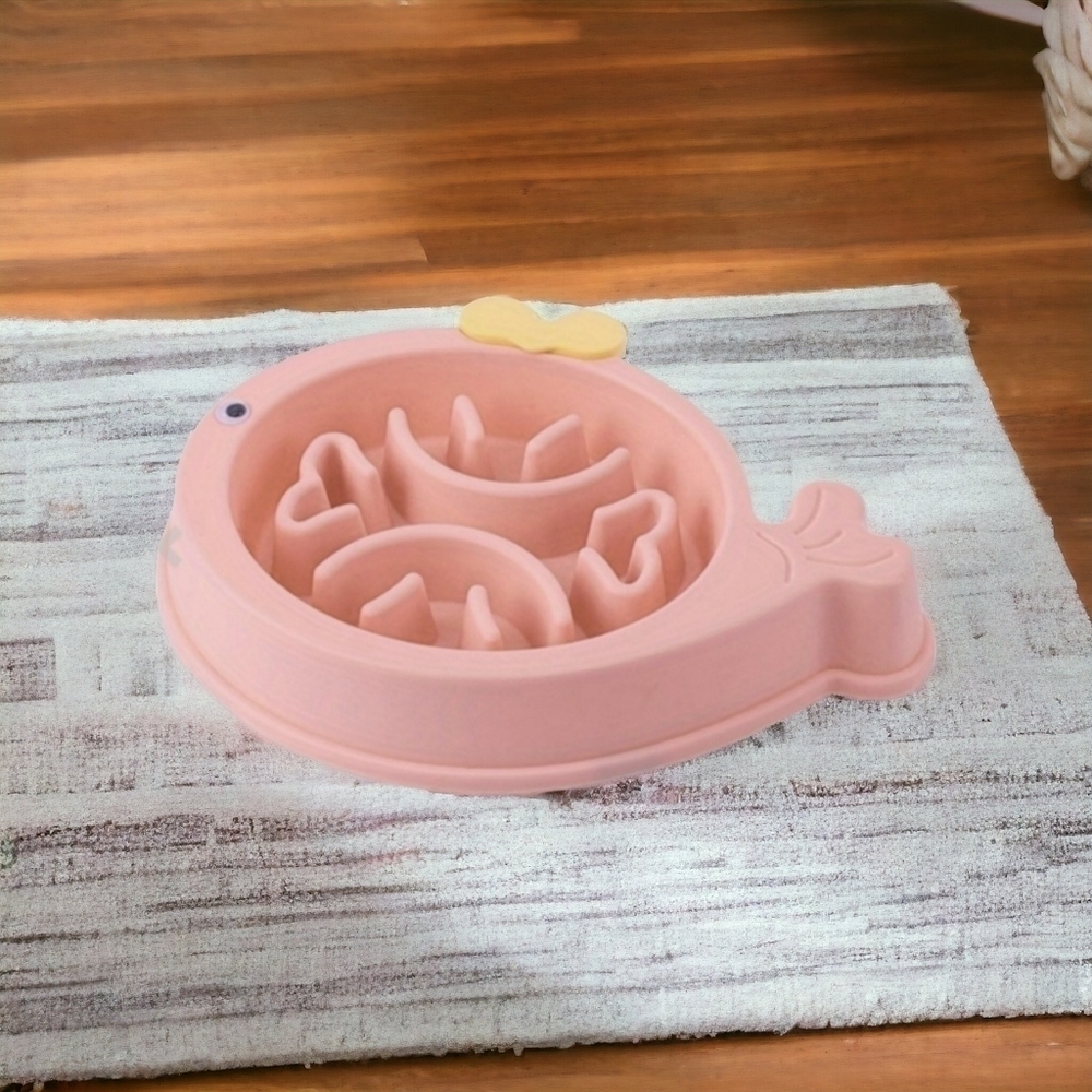 Pomoko Pink Whale Pet Bowl Non-slip Slow Feed Design NWOT